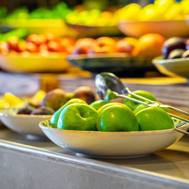 assorted Vegetables and fruits buffet catering in hotel breakfast